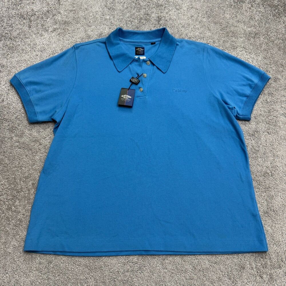 Vintage 90s Callaway Golf Nordstrom Polo Shirt Men Large Blue Stretch Cotton NWT